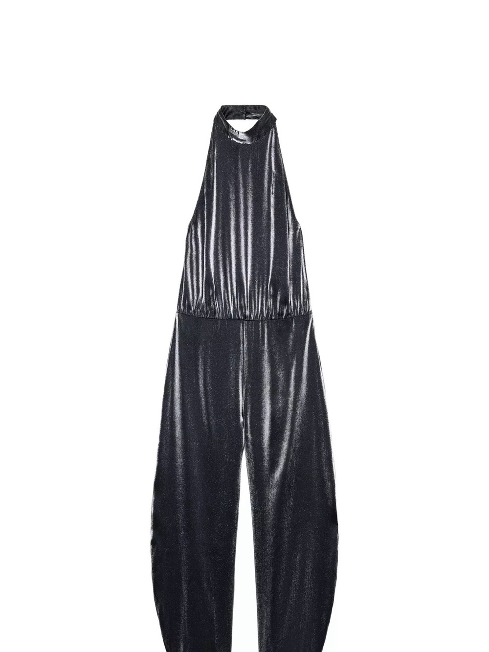 Zara Sleeveless Metallic Black Jumpsuit - Women